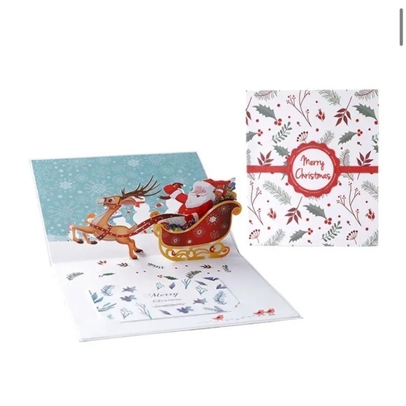 NWT 3D Pop Up Laser Cut Christmas Card Holiday Santa’s Sleigh - Picture 3 of 12